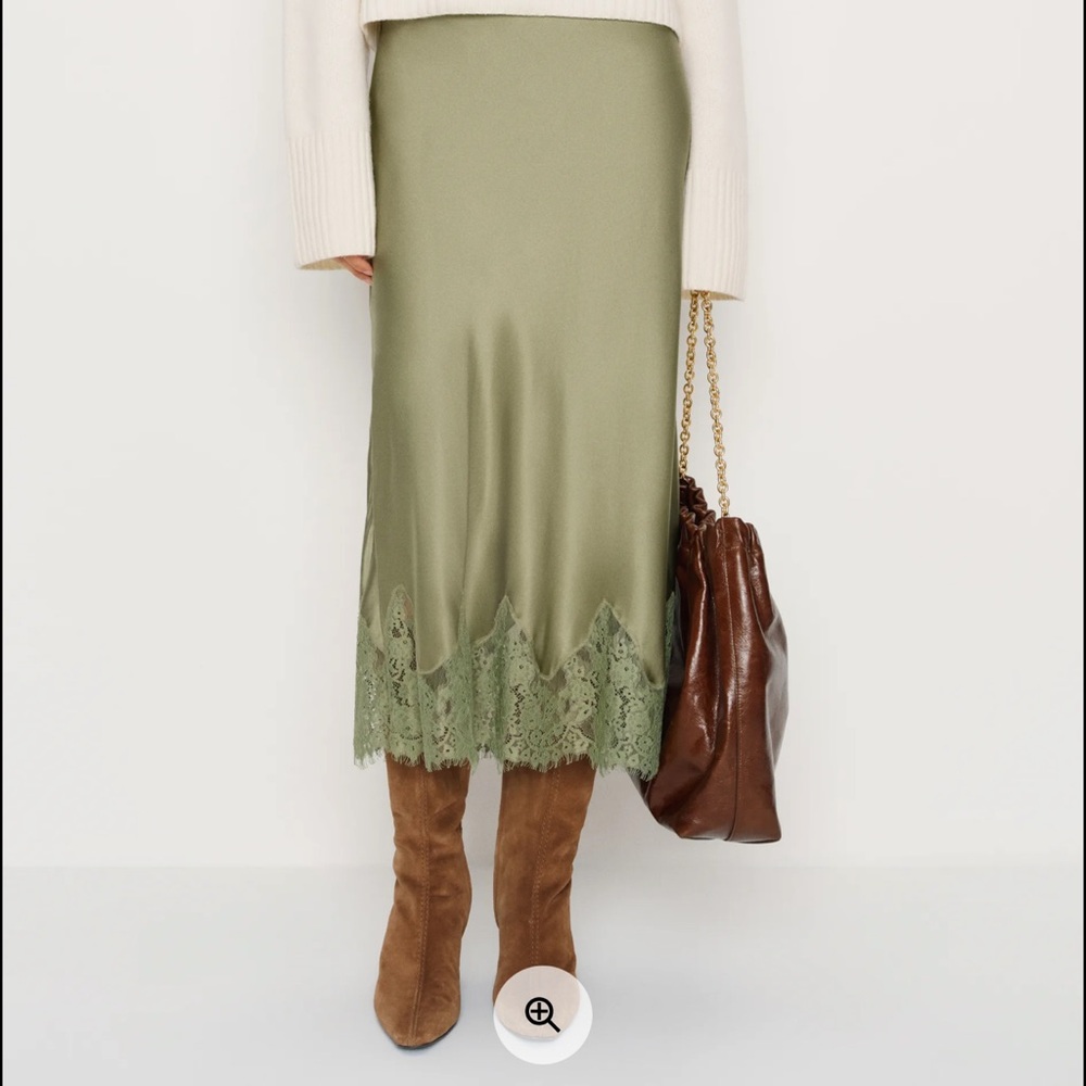 Reformation Carolina Silk Skirt Green - Size XS